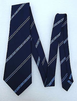 MARR kipper tie Vintage 1960s with corporate logo Navy blue Diagonal ...